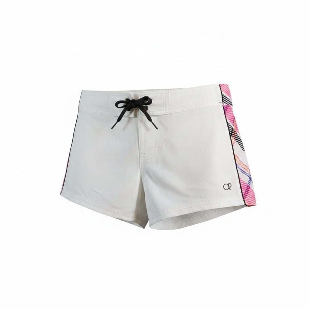 Ocean Pacific OP Board Shorts Swimsuit Trunks Women/Junior Size 11-13 White Pink